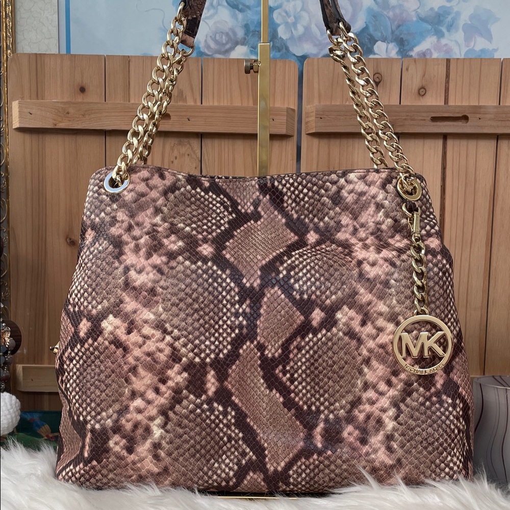 Michael Kors Python Embossed Print Shoulder Bag w… - image 1